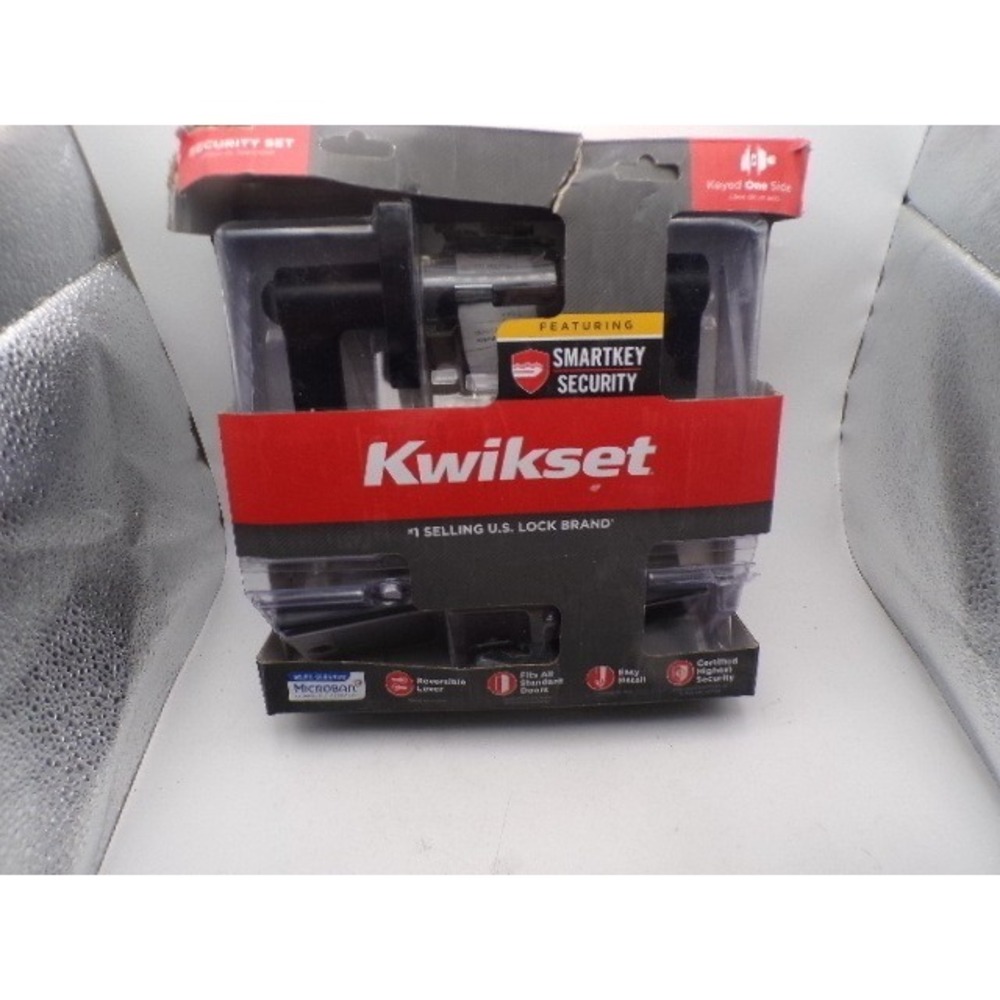 Kwikset SmartKey Security Door Lever Matte‎ Black Reversible Keyed Entry Set